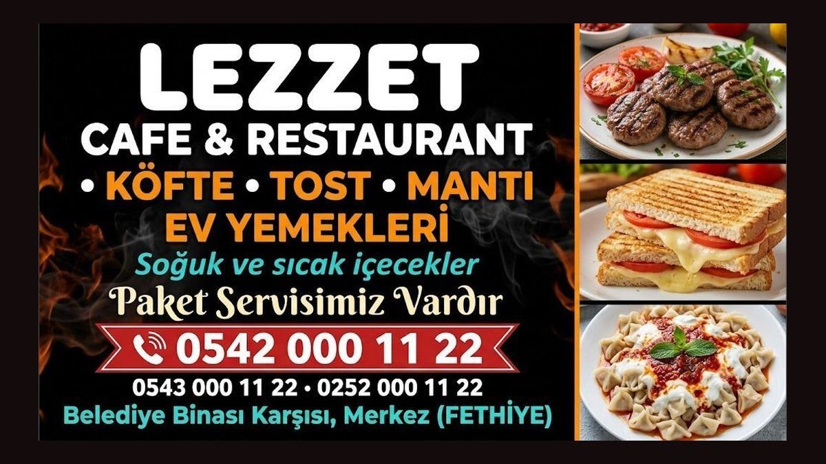Cafe ve restoran buzdolabı magnet tasarım örneği — ateş dokulu zemin, yemek fotoğrafları, kırmızı telefon bandı